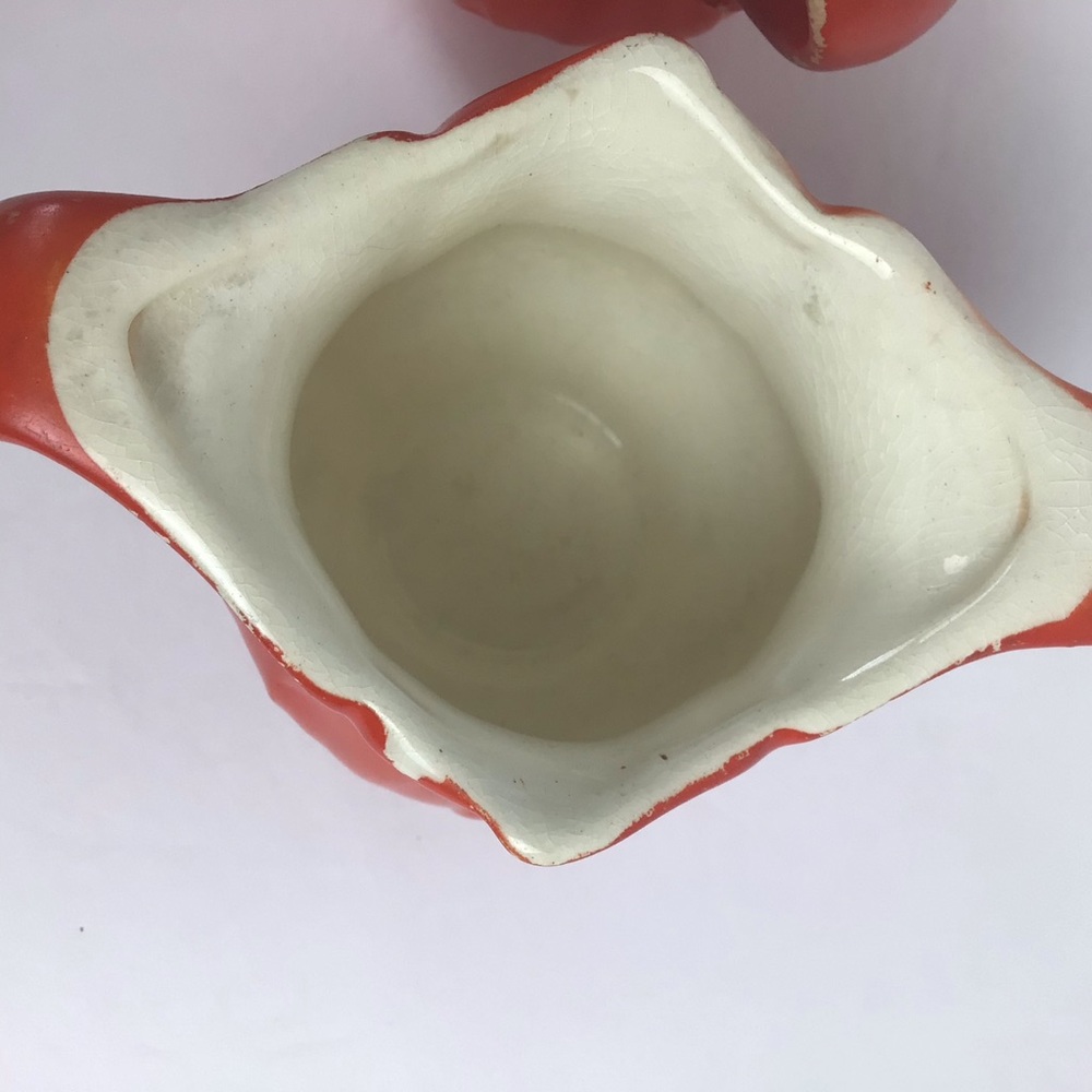 Vintage orange distressed sugar & creamer set - Picture 5 of 11